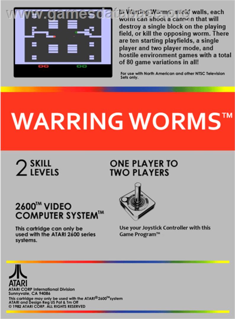 Warring Worms - Atari 2600 - Artwork - Box Back