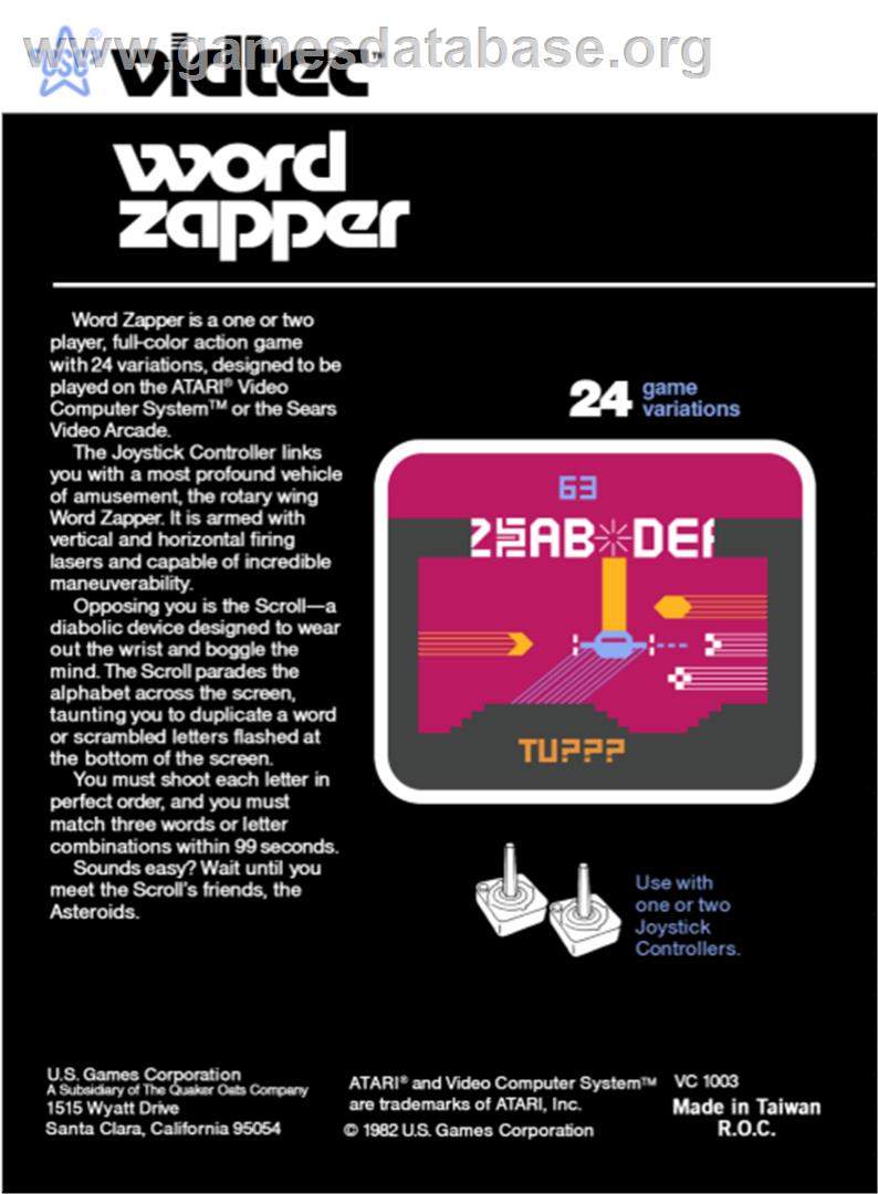 Word Zapper - Atari 2600 - Artwork - Box Back