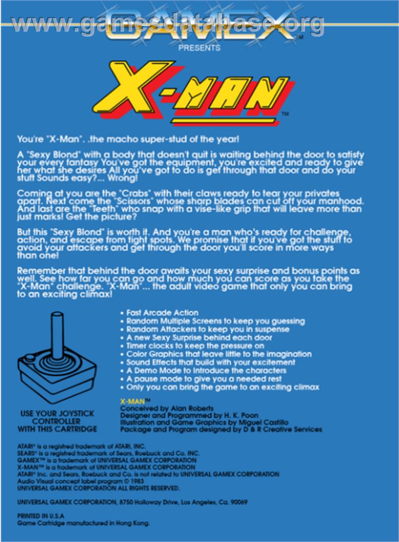 X-Man - Atari 2600 - Artwork - Box Back