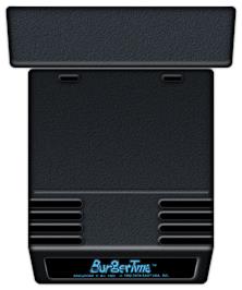 Cartridge artwork for BurgerTime on the Atari 2600.