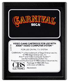 Cartridge artwork for Carnival on the Atari 2600.