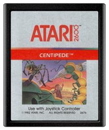 Cartridge artwork for Centipede on the Atari 2600.