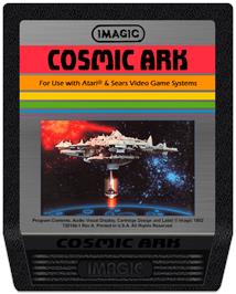 Cartridge artwork for Cosmic Ark on the Atari 2600.