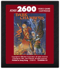 Cartridge artwork for Dark Chambers on the Atari 2600.