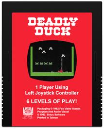 Cartridge artwork for Deadly Duck on the Atari 2600.