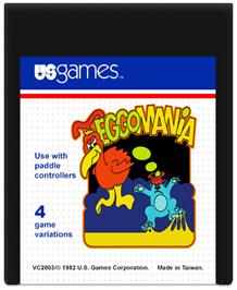 Cartridge artwork for Eggomania on the Atari 2600.