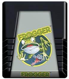 Cartridge artwork for Frogger on the Atari 2600.