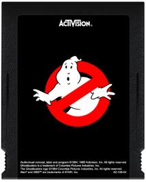Cartridge artwork for Ghostbusters on the Atari 2600.