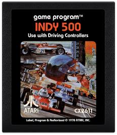Cartridge artwork for Indy 500 on the Atari 2600.