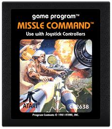 Cartridge artwork for Missile Command on the Atari 2600.