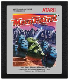 Cartridge artwork for Moon Patrol on the Atari 2600.