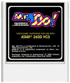 Cartridge artwork for Mr. Do! on the Atari 2600.