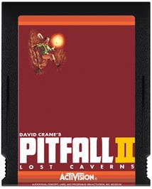 Cartridge artwork for Pitfall II: Lost Caverns on the Atari 2600.