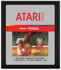 Cartridge artwork for RealSports Tennis on the Atari 2600.