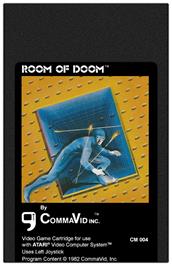 Cartridge artwork for Room of Doom on the Atari 2600.