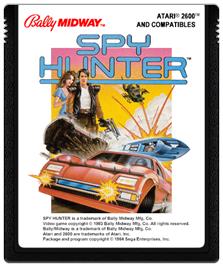 Cartridge artwork for Spy Hunter on the Atari 2600.