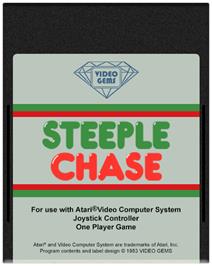 Cartridge artwork for Steeplechase on the Atari 2600.