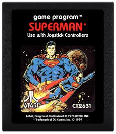 Cartridge artwork for Superman on the Atari 2600.