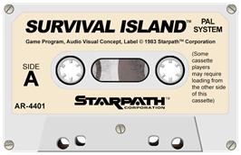 Cartridge artwork for Survival Island on the Atari 2600.