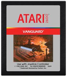 Cartridge artwork for Vanguard on the Atari 2600.