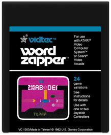 Cartridge artwork for Word Zapper on the Atari 2600.