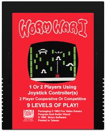 Cartridge artwork for Worm War I on the Atari 2600.