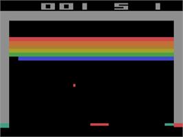 In game image of Breakout on the Atari 2600.