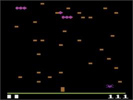 In game image of Centipede on the Atari 2600.