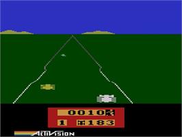 In game image of Enduro on the Atari 2600.