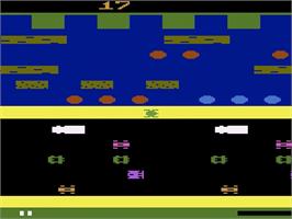 In game image of Frogger on the Atari 2600.