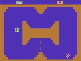 In game image of Indy 500 on the Atari 2600.