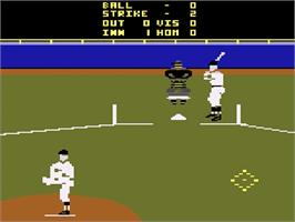 In game image of Major League Baseball on the Atari 2600.