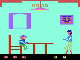 In game image of Mangia' on the Atari 2600.