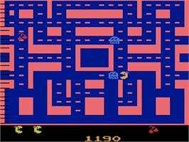 In game image of Ms. Pac-Man on the Atari 2600.