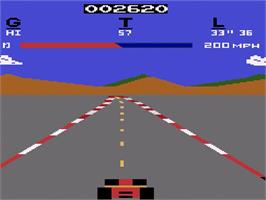 In game image of Pole Position on the Atari 2600.