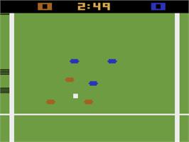 In game image of RealSports Soccer on the Atari 2600.