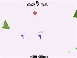 In game image of Skiing on the Atari 2600.