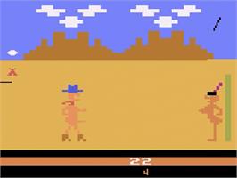 In game image of Swedish Erotica: Custer's Revenge on the Atari 2600.