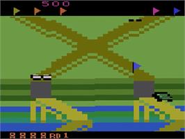 In game image of Up 'n Down on the Atari 2600.