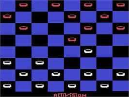 In game image of Video Checkers on the Atari 2600.