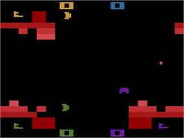 In game image of Warlords on the Atari 2600.