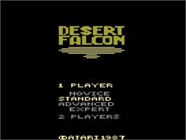 Title screen of Desert Falcon on the Atari 2600.
