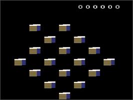 Title screen of Q*Bert's Qubes on the Atari 2600.
