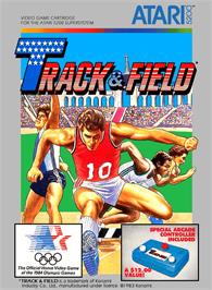 Box cover for Track & Field on the Atari 5200.