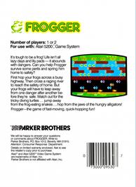 Box back cover for Frogger on the Atari 5200.