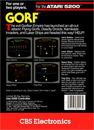 Box back cover for Gorf on the Atari 5200.