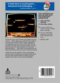 Box back cover for Joust on the Atari 5200.