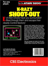 Box back cover for K-Razy Shootout on the Atari 5200.