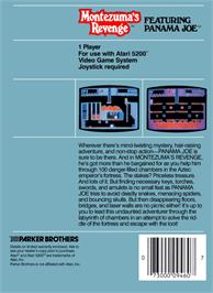 Box back cover for Montezuma's Revenge on the Atari 5200.