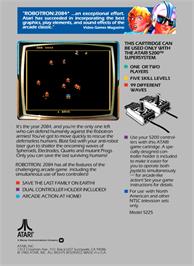 Box back cover for Robotron on the Atari 5200.